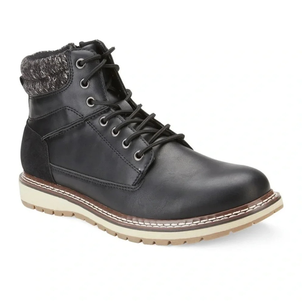 Reserved Footwear Black Lace-Up Mid Boot Size 10.5